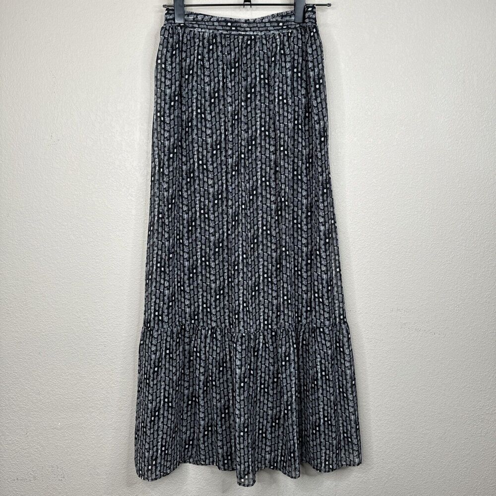 Candies Maxi Skirt XS Black White Flowy Tiered Cottage Core Boho Modest Y2K